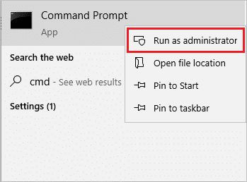 Run command prompt as administrator 