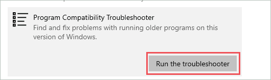 Run program compatability troubleshooter