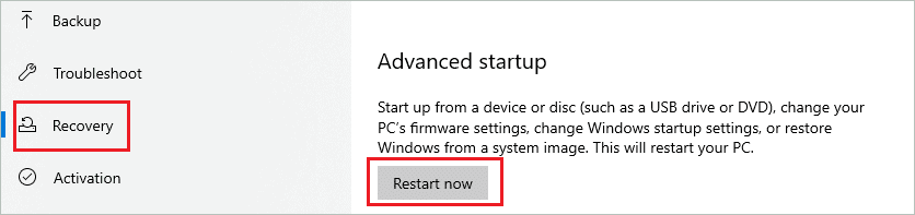 Run startup repair from Settings