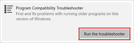  Run the Program Compatibility Troubleshooter