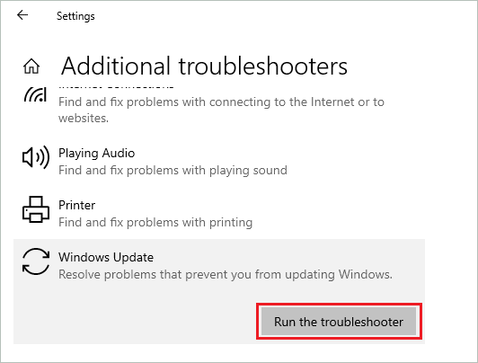 Run the Windows Update troubleshooter