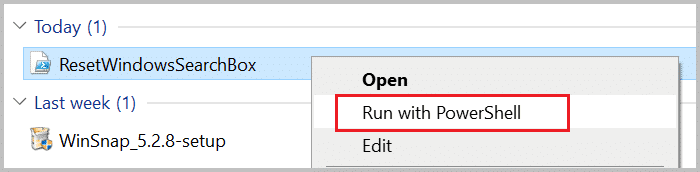 Run the file with PowerShell when windows 10 search not working