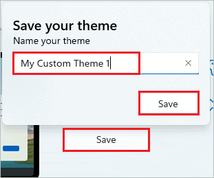 Name your custom theme and save it