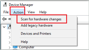 Scan for hardware changes