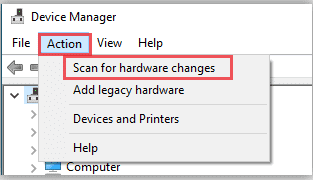 Scan for hardware changes 5
