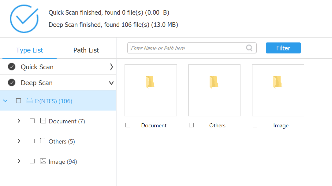 Scan result of external drive