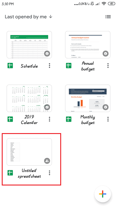 Open Google Sheets and select the document 