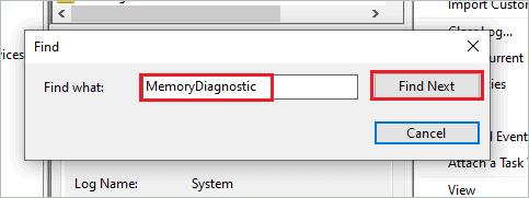 Find Memory Diagnostic log