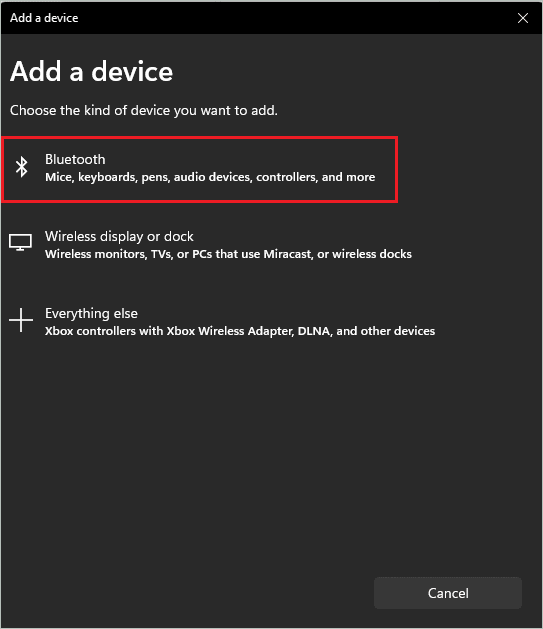 Select Bluetooth