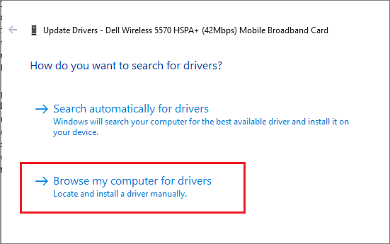 Select Browse my computer for drivers