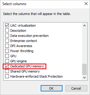 Select Dedicated GPU memory for vram usage