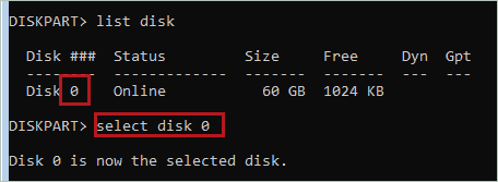 Select Disk Command when bootrec /fixboot access is denied