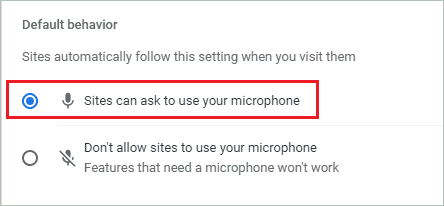 Allow sites to use the microphone with permission