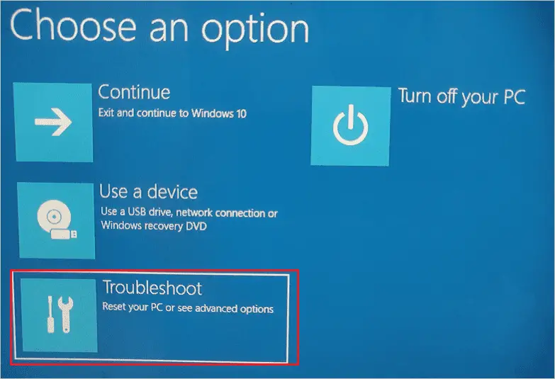 Click on Troubleshoot