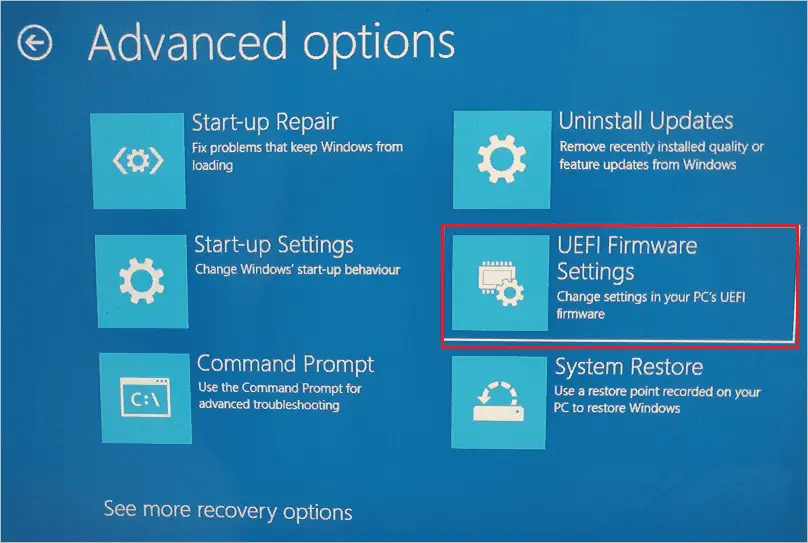 Click on UEFI Firmware Settings for how to enable tpm