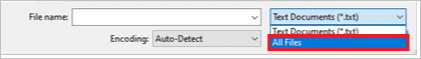 Select the file type as all files
