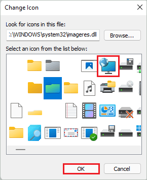 Select the icon for the folder shortcut
