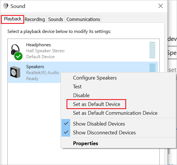 How to change audio output on Windows 10 using Playback settings