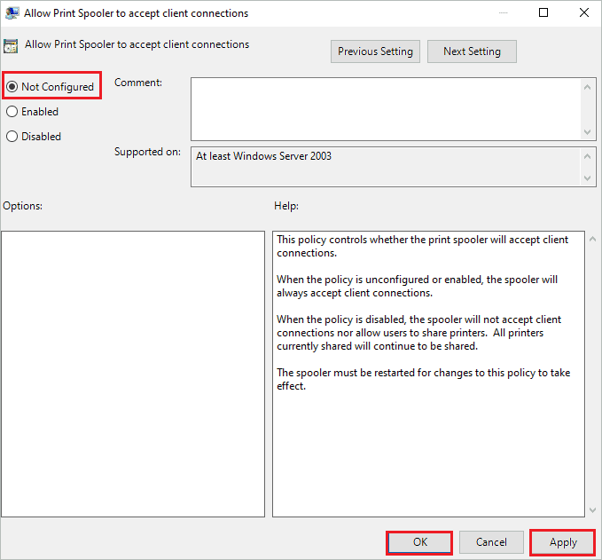 Change Print Spooler Group Policy settings