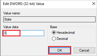 Set State Value data as 0