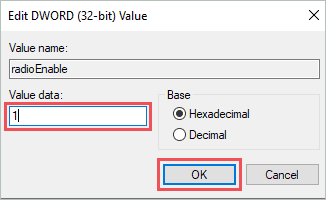 Set radioEnable value to 1