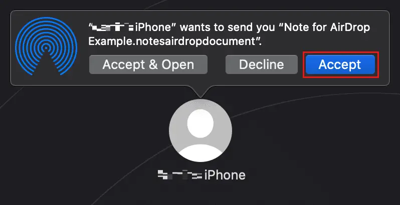 Share notes to a Mac via Airdrop