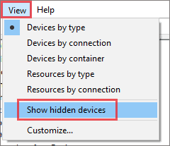 Show hidden devices in Device Manager