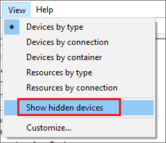 Show hidden devices