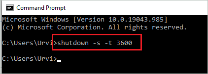 Execute auto shutdown Windows 10 command in terminal prompt