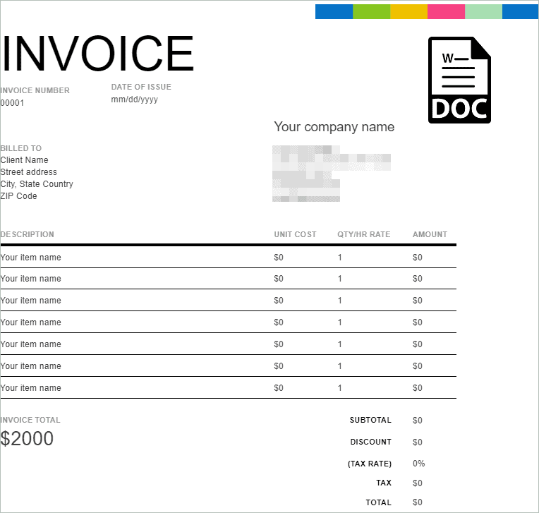 Simple White Invoice Template