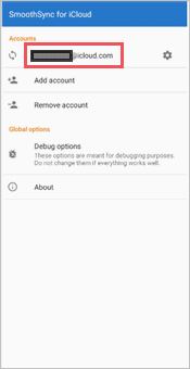 Smooth Sync for iCloud account settings iCloud for Android