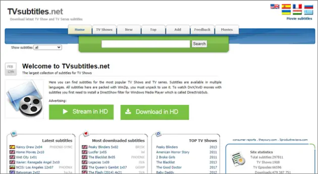 TVsubtitles Subtitle Sites