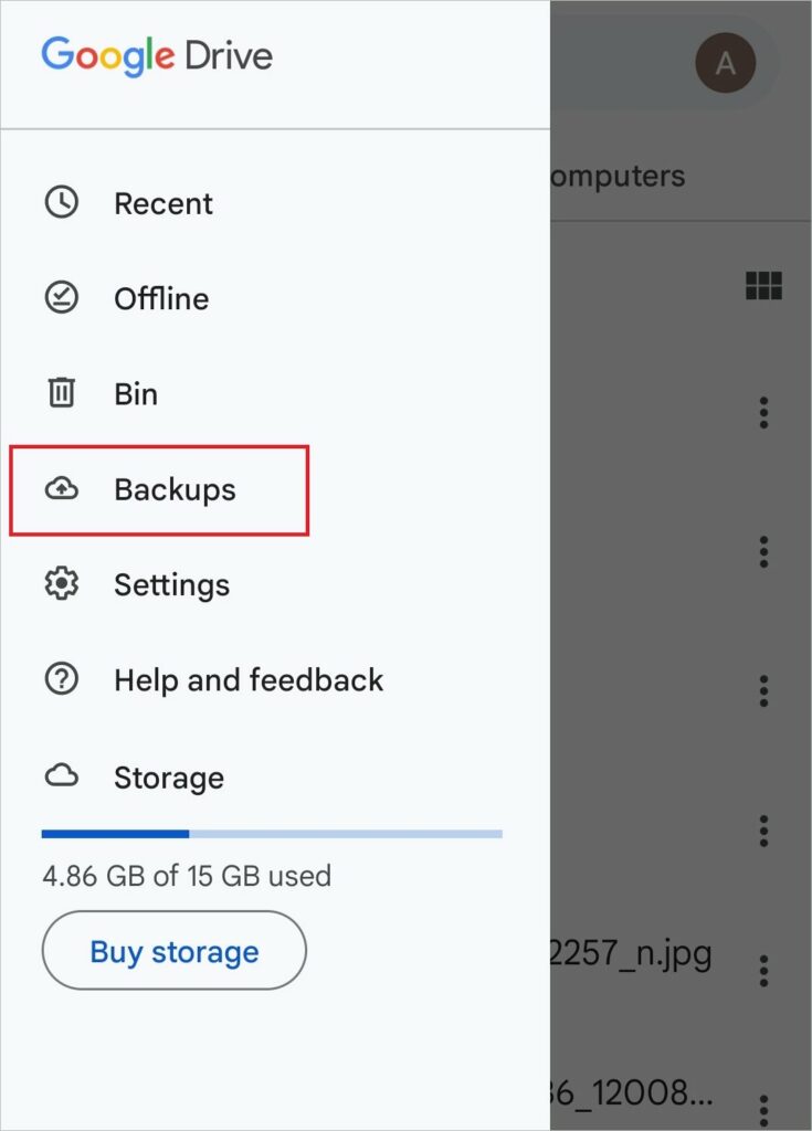 Tap on Backups
