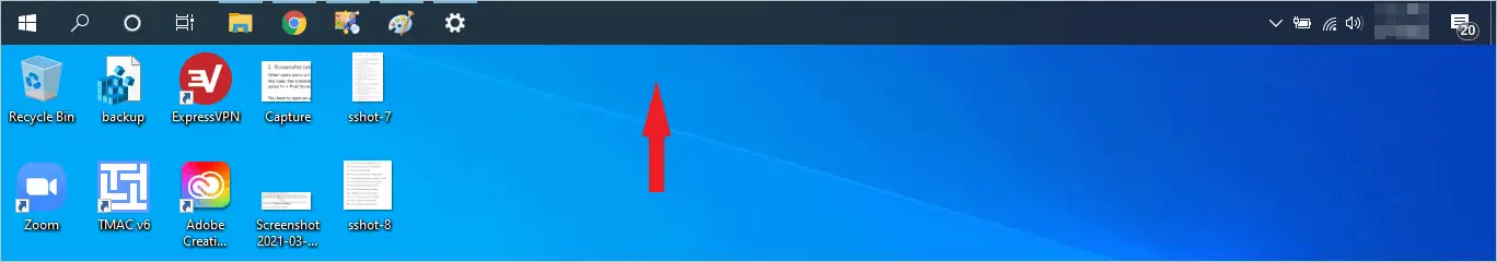 Taskbar moved to the top of the screen