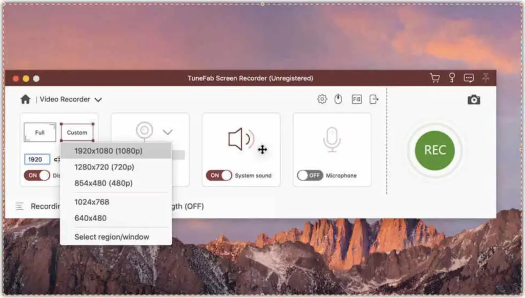 tunefab-screen-recorder-interface