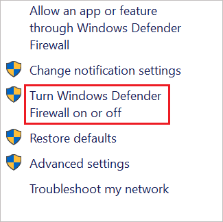 Open Turn Windows Defender on or off