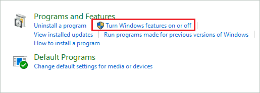 Click on Turn Windows features on or off