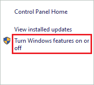 Turn Windows features on and off