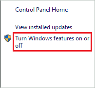 Turn Windows features on or off