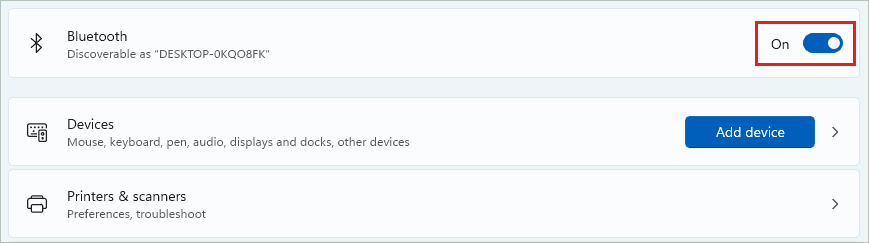 Turn on Bluetooth on Windows 11