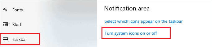 Turn system icons on or off 1