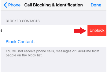 Unblock contacts