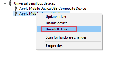 Uninstall Apple Mobile Device USB Composite Device