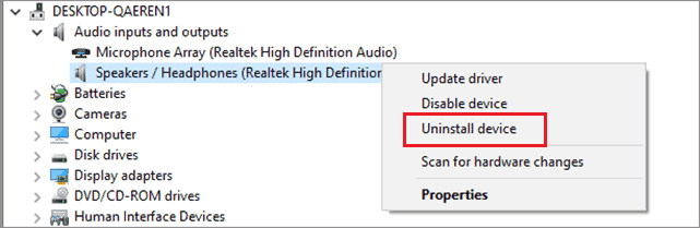 Uninstall audio driver
