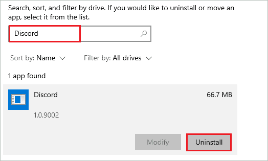 Uninstall Discord if discord screen share not working