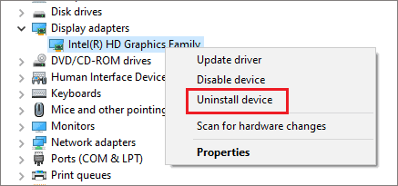 Uninstall graphics driver