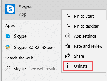 Uninstall Skype to fix 100 disk usage windows 10