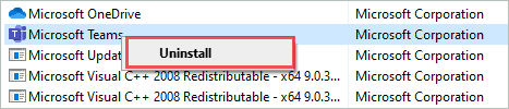 Uninstall Microsoft Teams