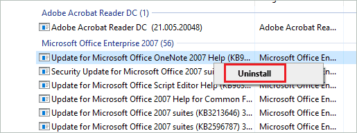 Uninstall recent Windows update to fix PFN List Corrupt in Windows 10