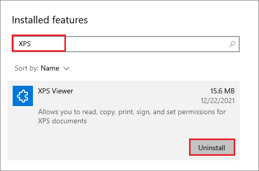 Uninstall XPS Viewer

